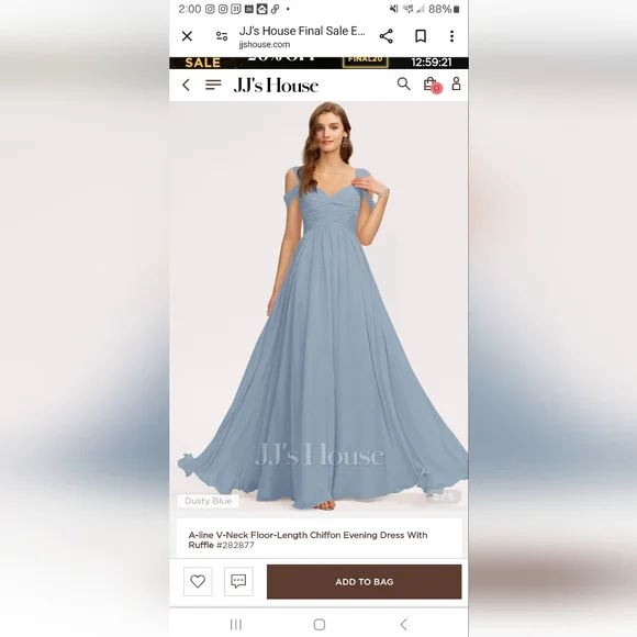 sachin and babi light blue dress Dreamylily Women Elegant Dusty Blue A Line Spaghetti Straps Chiffon Long  Bridesmaid Dress with Ruffles